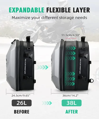 Vista 4 de NICECNC Mochila para casco de motocicleta, Negro & gris, Grande, Equitación