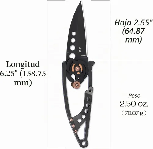 Vista 5 de Cuchillo plegable de transporte diario (EDC) con bloqueo de botón CRKT Snap Lock: hoja de borde liso de acero 420J2, mango de acero inoxidable Negro