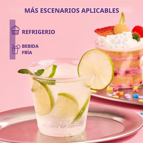 Vista 5 de Vasos de plástico transparente de 9 onzas [100 unidades] - Vasos desechables de plástico para beber, vasos de fiesta de PET libres de BPA para café