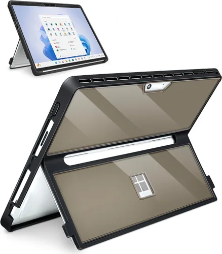 Vista 11 de Funda para Microsoft Surface Pro 11/10/9/8 de 13 pulgadas, con cubierta de soporte, correa de mano, funda resistente todo en uno compatible con Negro