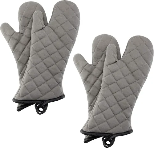 Vista 9 de ARCLIBER Guantes de horno resistentes al calor al fuego 425 ° F, guantes de horno acolchados de algodón de tela de toalla suave, guantes de cocina