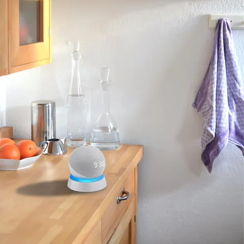 Vista 6 de Soporte de mesa para Echo Dot de 5ª y 4ª generación, soporte de escritorio C YECEN con guía de luz y con gestión de cables integrada, color blanco