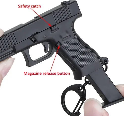 Vista 5 de SHANGMAOYO Mini llavero de pistola llavero con forma de pistola llavero táctico pequeño con forma de pistola regalo genial para hombres Negro