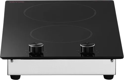 Vista 10 de VEVOR Placa de cocina eléctrica de cerámica, estufa eléctrica integrada, con panel de vidrio, control de perilla, 11 niveles de calor, para diversos
