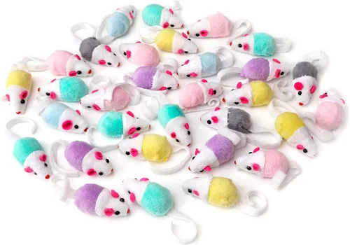 Vista 4 de CHIWAVA Ratones interactivos de juguete para gatos de 36 piezas de 1.8 pulgadas con sonajero de hierba gatera