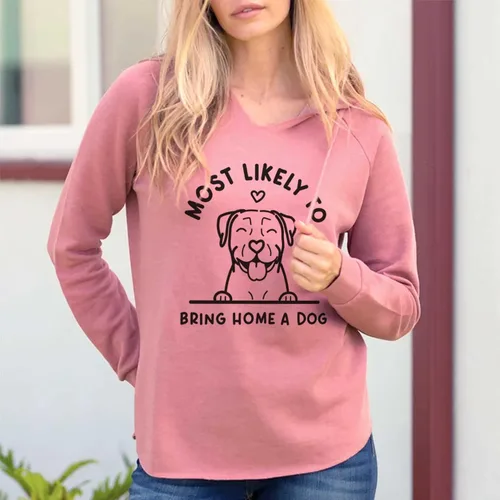 Vista 3 de Most Likely to Bring Home a Dog Pitbull - Sudadera con capucha Cali Wave para mujer