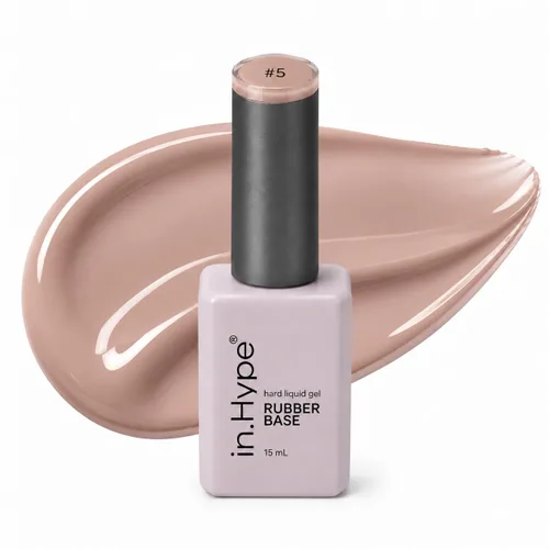 Vista 9 de IN.HYPE Capa base de goma elástica. UV/LED curable. Recubrimiento corrector con adhesión mejorada. Remuévese con inmersión (Almendra)