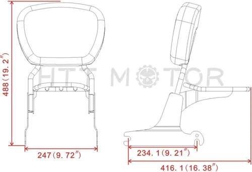 Vista 2 de Sissy Bar - Portaequipajes para Softail 2000-2005 y respaldo de pasajero desmontable de lujo 2006-2019 cromado [P/N: SBB025+P] Negro