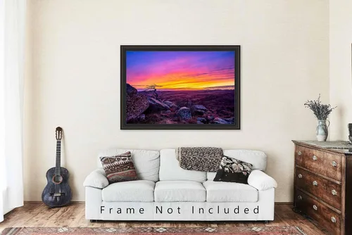 Vista 5 de Great Plains Photography Print (Not Framed) Picture of Vivid Sunset from Summit of Mount Scott in Wichita Mountains in Oklahoma Western Wall Art