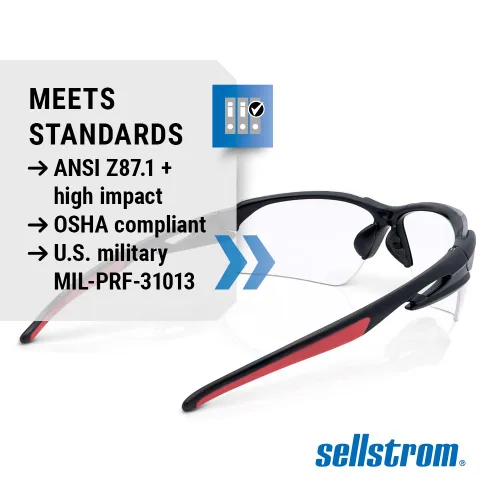 Vista 6 de Sellstrom Gafas de seguridad XP450, antivaho y 99% UV, alto impacto, antideslizante, protección ocular para hombres y mujeres, para usos