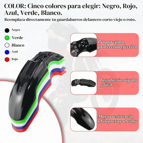 Vista 5 de Nuevo Olym plástico rueda delantera guardabarros motocicleta Fender Protector negro