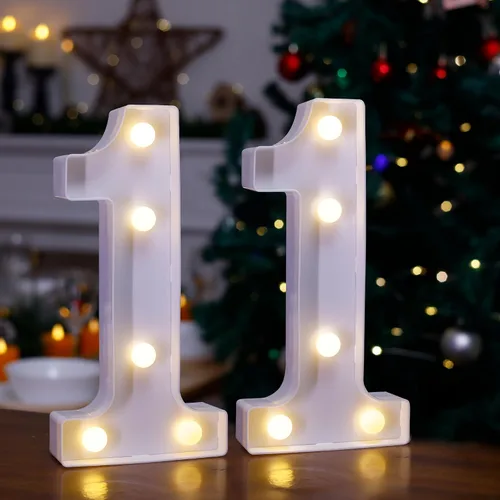 Vista 7 de Números con luz LED, letrero de número de marquesina para decoración de cumpleaños de 10 años (10)