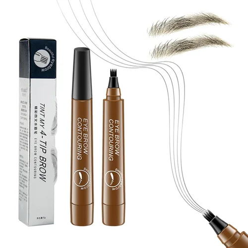 Vista 10 de Lápiz de contorno de cejas, lápiz de cejas de microblading impermeable con aplicador de punta de micro tenedor de 4 puntas, lápices líquidos