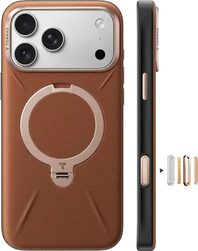 Vista 17 de TORRAS Funda de cuero para iPhone 18 Pro Max, soporte magnético 360, morado Morado borgoña.