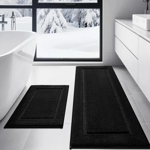 Vista 23 de IM HOME Tapetes de baño, felpa ultra suave, de microfibra esponjosa, absorbente, parte trasera antideslizante, lavable a máquina, tapetes para suelo
