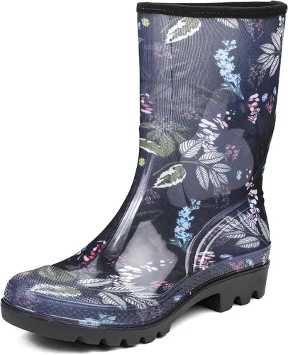 Vista 23 de DKSUKO Waterproof Womens Rain Boots insulated,Lightweight Rubber fashion Boots in Gardening,Warm and Comfortable Wide Calf Rain Boots with Glossy in