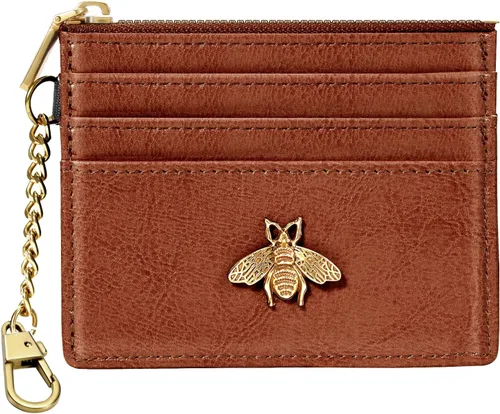 Vista 84 de SEAVILIA Tarjetero llavero cartera para mujer con ventana de identificación RFID monedero regalo abeja delgada minimalista pequeña cartera