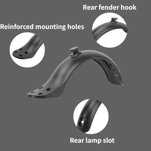 Vista 6 de Guardabarros eléctrico para scooter, 4 agujeros, protector de barro para scooter a prueba de salpicaduras, accesorios para guardabarros, soporte