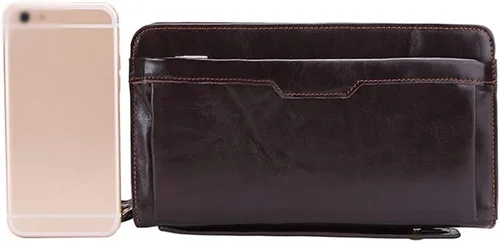 Vista 2 de CZDYUF - Bolso de muñeca para hombre con doble cremallera, cartera para teléfono móvil, tarjetero