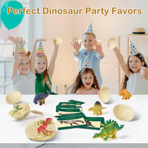 Vista 7 de Huevos fósiles de dinosaurio Juguetes de dinosaurio - 12 huevos de dinosaurio Kit de excavación con alfombrilla de juego para niños de 5 a 7 años