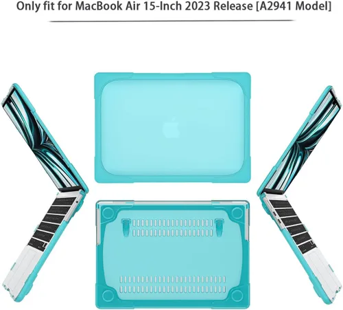Vista 2 de Teryeefi Funda rígida para MacBook Air de 15 pulgadas M3 M2 2023 2024 [modelo A3114/A2941], resistente protección completa plegable con funda