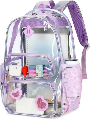 Vista 118 de CAMTOP Mochila transparente resistente y transparente para estudiantes, escuela, trabajo, festival, viajes, deportes, Beige, Mediana, Camtop Mochila
