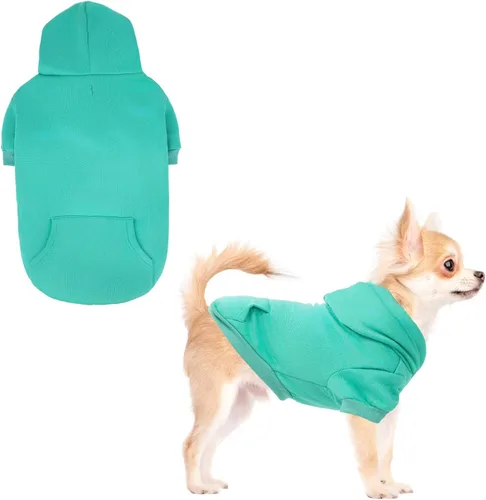 Vista 29 de KOOLTAIL Sudadera básica con capucha para perro, suave y cálida, con agujero para correa y con bolsillo, abrigo de invierno para perros, ropa