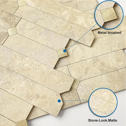 Vista 2 de Azulejos Adhesivos de Piedra para Salpicadero de Cocina Despegar y Pegar Paneles de Pared de Mosaico Lineal Mate Impermeables para Baño