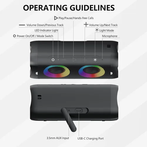Vista 14 de DONOW Altavoz Bluetooth portátil 30W sonido estéreo, aumento de graves Negro