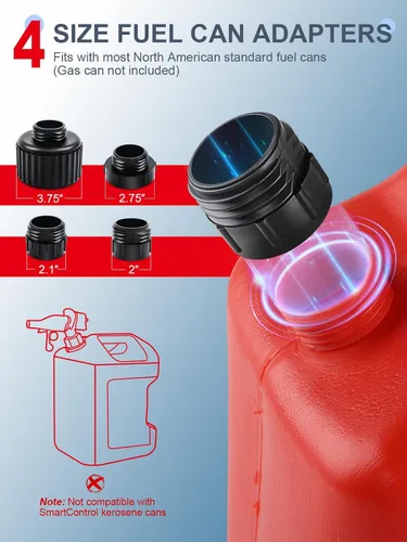 Vista 4 de Bomba de transferencia de combustible de 3.2 GPM, USB tipo C y batería AA, bomba de líquido portátil de manguera de 51 pulgadas con sensor de parada