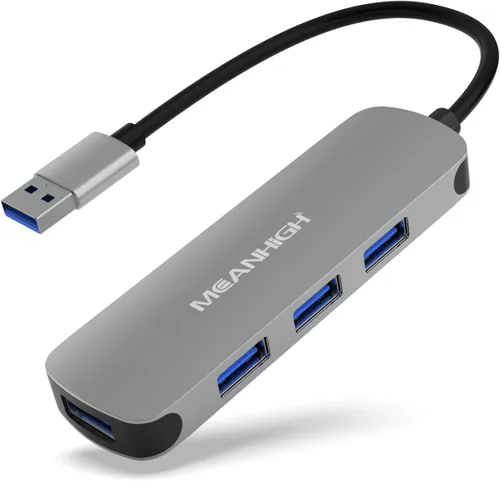 Vista 7 de Concentrador USB, 3.0 de 4 puertos ultradelgados de datos USB con cable extendido de 4 pies compatible con MacBook, Mac Pro, Mac mini, iMac, Surface