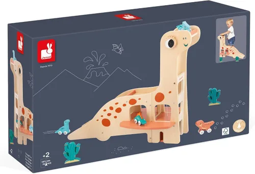 Vista 11 de Janod - Garaje de dinosaurio de madera de dinosaurio - Juego imaginativo - Fomenta la creatividad y la narración - Mejora el diseño de habilidades