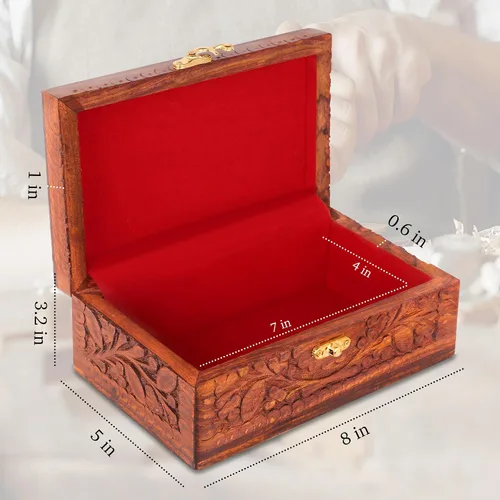 Vista 5 de ZEDANU Caja de joyería de madera hecha a mano, organizador de joyería, caja de recuerdos de madera, joyero vintage, caja de almacenamiento