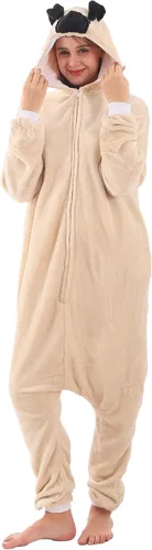 Vista 3 de ZOBAYOP Pijama unisex con capucha de animales para adultos, para mujeres y hombres, disfraz de Halloween, cosplay, perro
