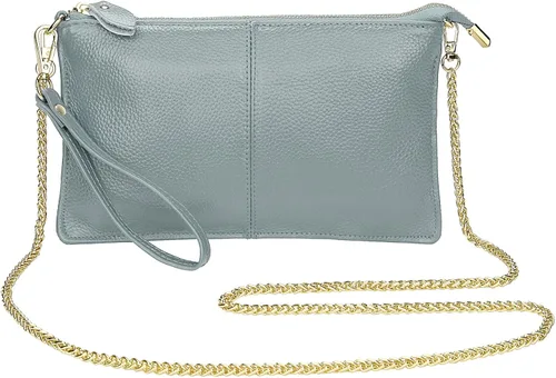 Vista 2 de Uromee Cartera de mano para mujer, de piel auténtica, con cadena de hombro desmontable