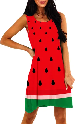 Vista 3 de Deerose Women Fruits Cotume Dress Funny Halloween Outfits with Pockets