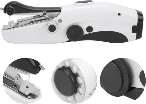 Vista 8 de Yosoo Máquina de coser portátil de mano, mini máquina de coser eléctrica de doble aguja, para hacer manualidades u objetos pequeños en la vida Negro