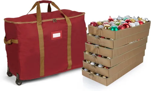 Vista 78 de Covermates Keepsakes Bolsa de almacenamiento ajustable para adornos, con asas de transporte, protección acolchada, ruedas dobles, almacenamiento