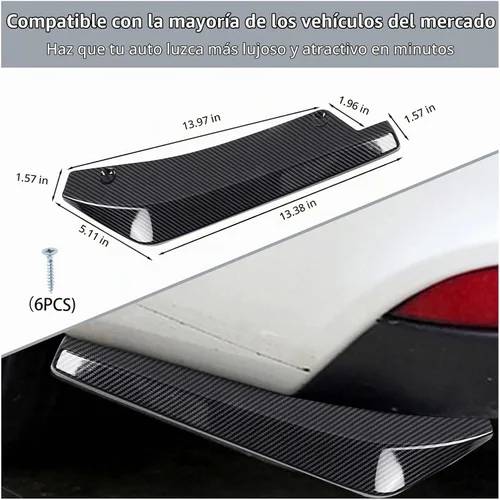 Vista 2 de Augeny Difusor Canard de parachoques trasero, 2 unidades, kit de cuerpo de parachoques antichoque, difusor de labios universal instalado en la parte