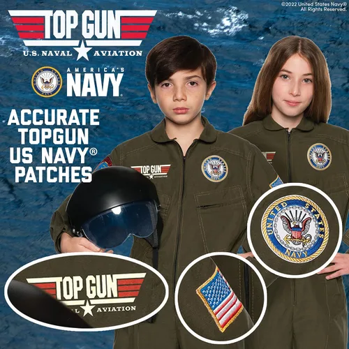 Vista 3 de UNDERWRAPS TOPGUN - Disfraz de piloto de combate Con licencia oficial de US NAVY TOPGUN