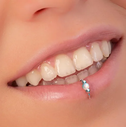 Vista 2 de Anillos de labios falsos - Liso + Ópalo - 20G G & S