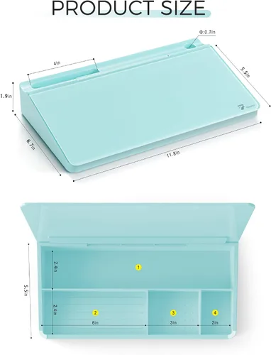 Vista 6 de TOWON Pizarra blanca pequeña y compacta de vidrio con almacenamiento, pizarra de borrado en seco de 12 x 7 pulgadas para escritorio, oficina