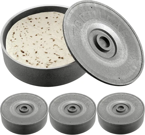 Vista 8 de Sabary 4 calentadores de tortillas con tapa de 8.5 x 2.4 pulgadas, soporte robusto de plástico para tortillas, panqueques, waffles, contenedor