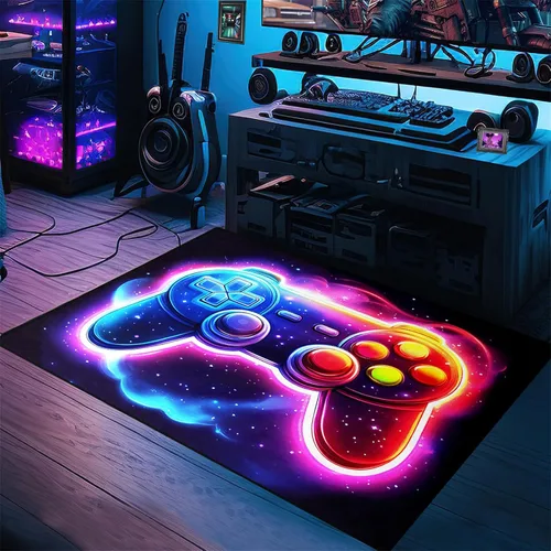 Vista 8 de Alfombra de videojuegos para habitación de niños, alfombra de control de videojuegos, decoración de habitación de jugadores para niños, adolescentes