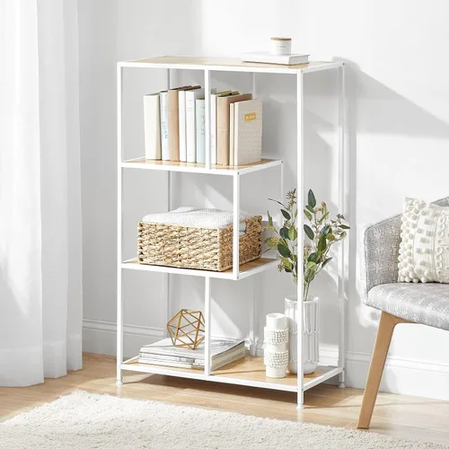 Vista 2 de mDesign Organizador de estante de almacenamiento de metal de mediados de siglo, 4 niveles, uso en baño, cocina, entrada, pasillo, vestíbulo