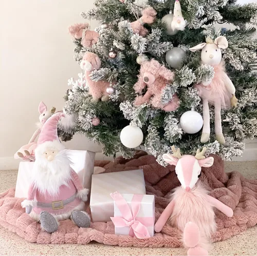Vista 7 de MON AMI Freija The Pink Reindeer Plush – Juguete de reno rosa suave de 17 pulgadas con piel sintética y cuernos dorados Peluche navideño