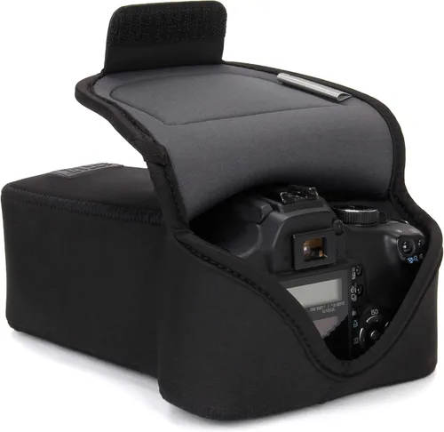 Vista 14 de USA GEAR Funda para cámara réflex digital con tecnología de DuraNeoprene, almacenamiento de accesorios y aberturas para correa – Funciona con Nikon