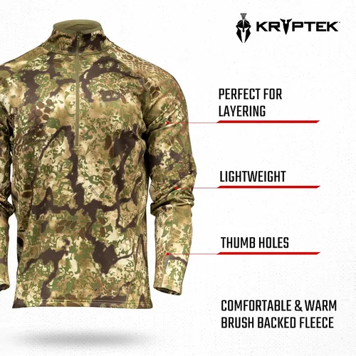Vista 3 de Kryptek Cronos - Camisa de caza de manga larga con media cremallera para hombre, de transición, talla XXL