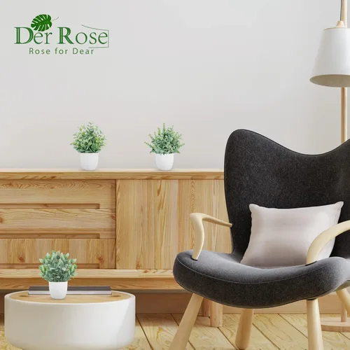 Vista 6 de Der Rose - Paquete de 4 plantas falsas pequeñas para decoración de escritorio de oficina