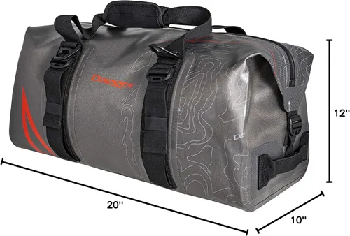 Vista 8 de Dagger On-Tap Dry Bag Duffel Bolsa seca para kayak con anillos de amarre Cremallera impermeable y correas de compresión, gris oscuro, 30L